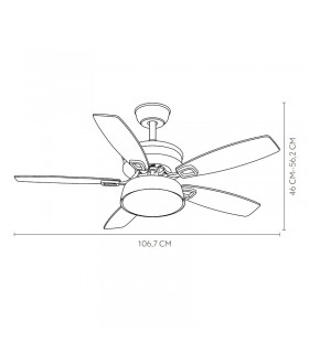 Ventilador de Techo BRAW DC Blanco 30W 2850Lm 5 Aspas Rev. Blanco/Haya CCT