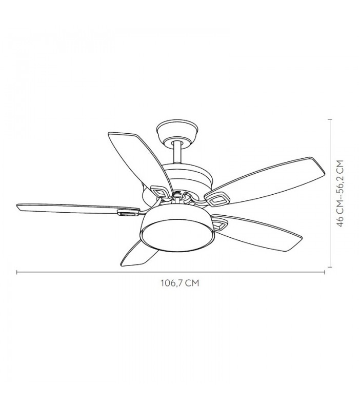 Ventilador de Techo BRAW DC Blanco 30W 2850Lm 5 Aspas Rev. Blanco/Haya CCT