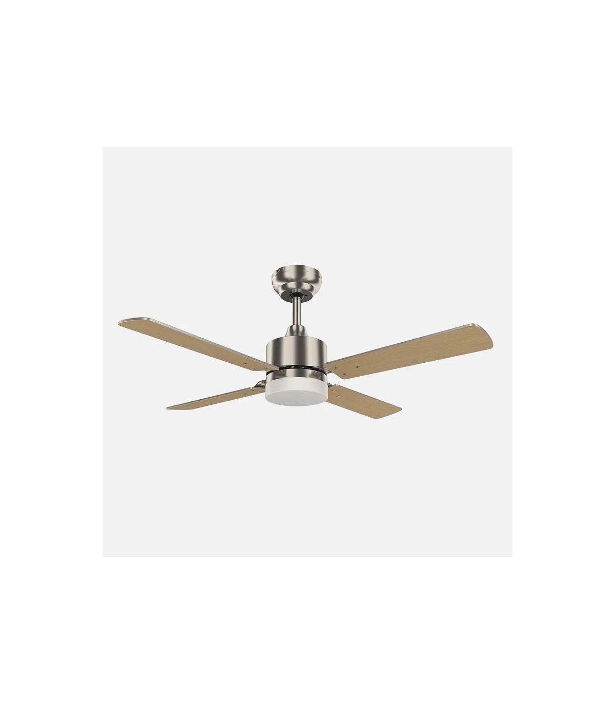 Ventilador de Techo HUPE DC Níquel 18W 2350Lm 4 Aspas Rev. Haya/Plata CCT
