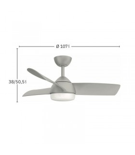 Ventilador de Techo HAUR DC 24W 2950Lm 3 Aspas Plata CCT