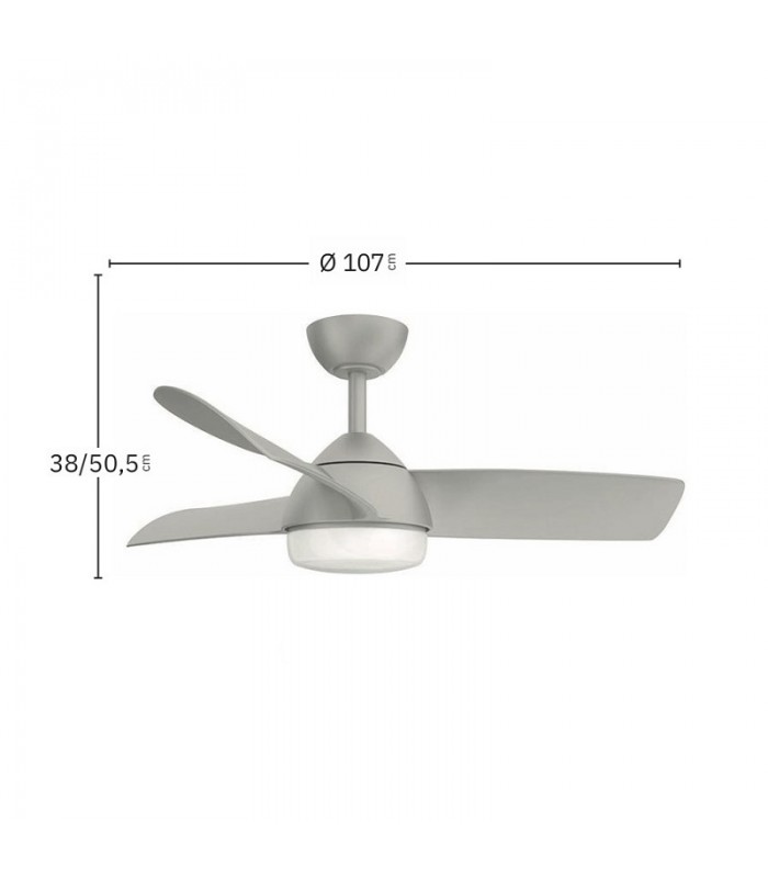 Ventilador de Techo HAUR DC 24W 2950Lm 3 Aspas Plata CCT