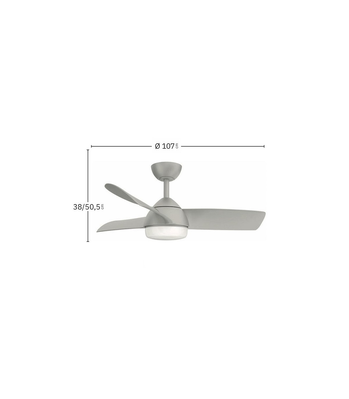 Ventilador de Techo HAUR DC 24W 2950Lm 3 Aspas Plata CCT