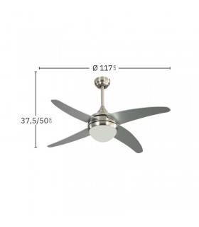 Ventilador de Techo KLOD DC Níquel 4 Aspas Plata 2xE27