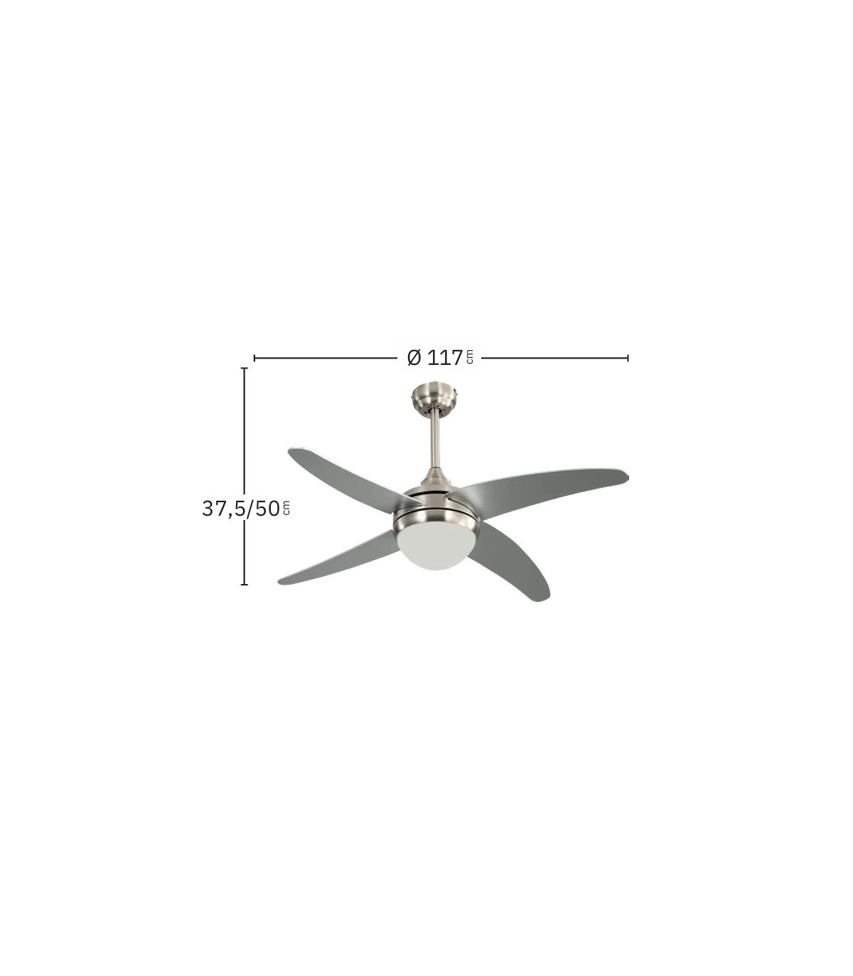 Ventilador de Techo KLOD DC Níquel 4 Aspas Plata 2xE27