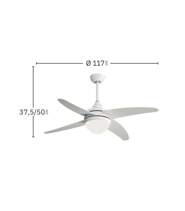 Ventilador de Techo KLOD DC Blanco 4 Aspas Blanco 2xE27