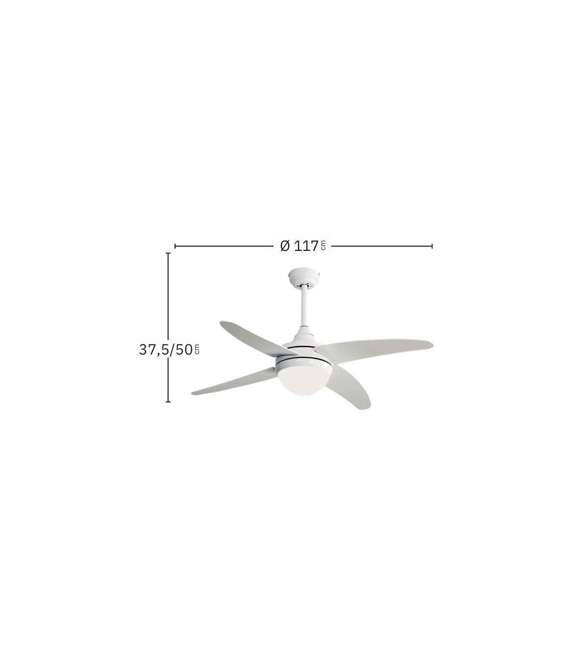 Ventilador de Techo KLOD DC Blanco 4 Aspas Blanco 2xE27