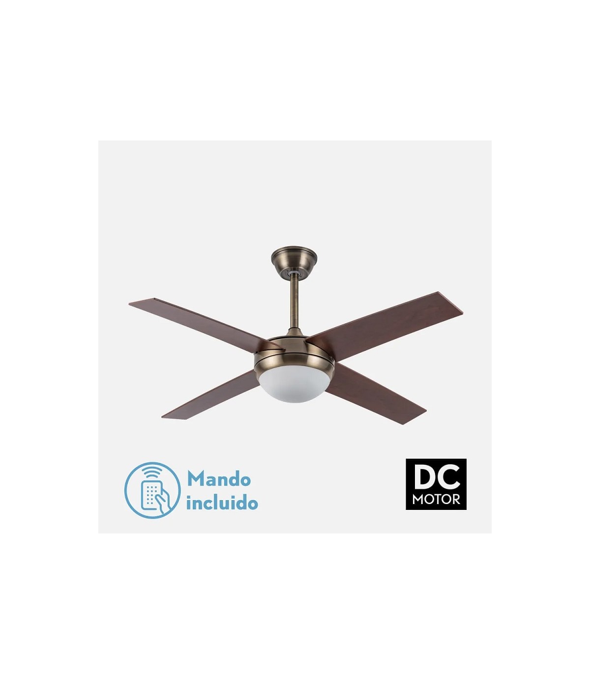 Ventilador de Techo CIRO DC Cuero 4 Aspas Nogal 2xE27