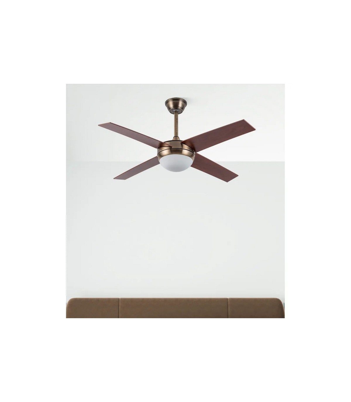 Ventilador de Techo CIRO DC Cuero 4 Aspas Nogal 2xE27