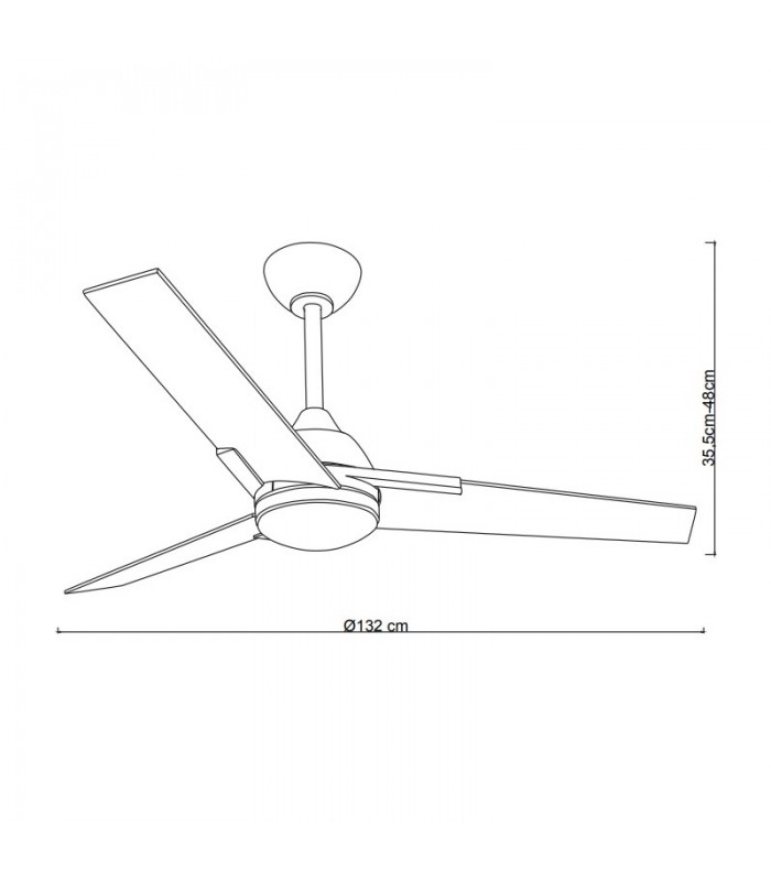 Ventilador de Techo ARGESTES DC Negro 22W 2180Lm 3 Aspas Gris CCT