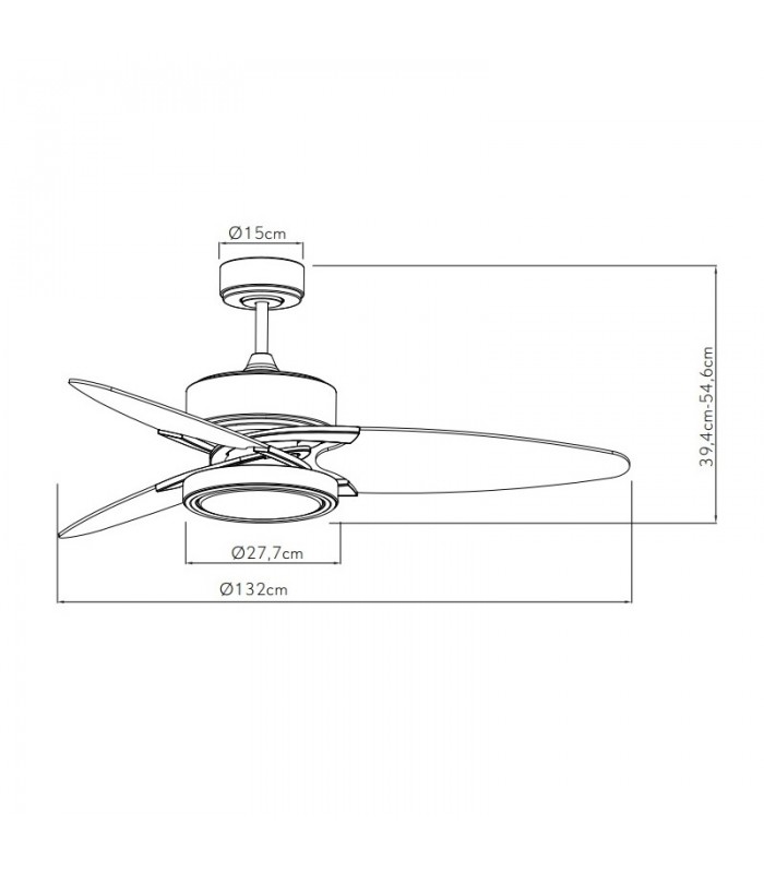 Ventilador de Techo CROSS DC Blanco 30W 3250Lm 3 Aspas Rev. Blanco/Haya CCT