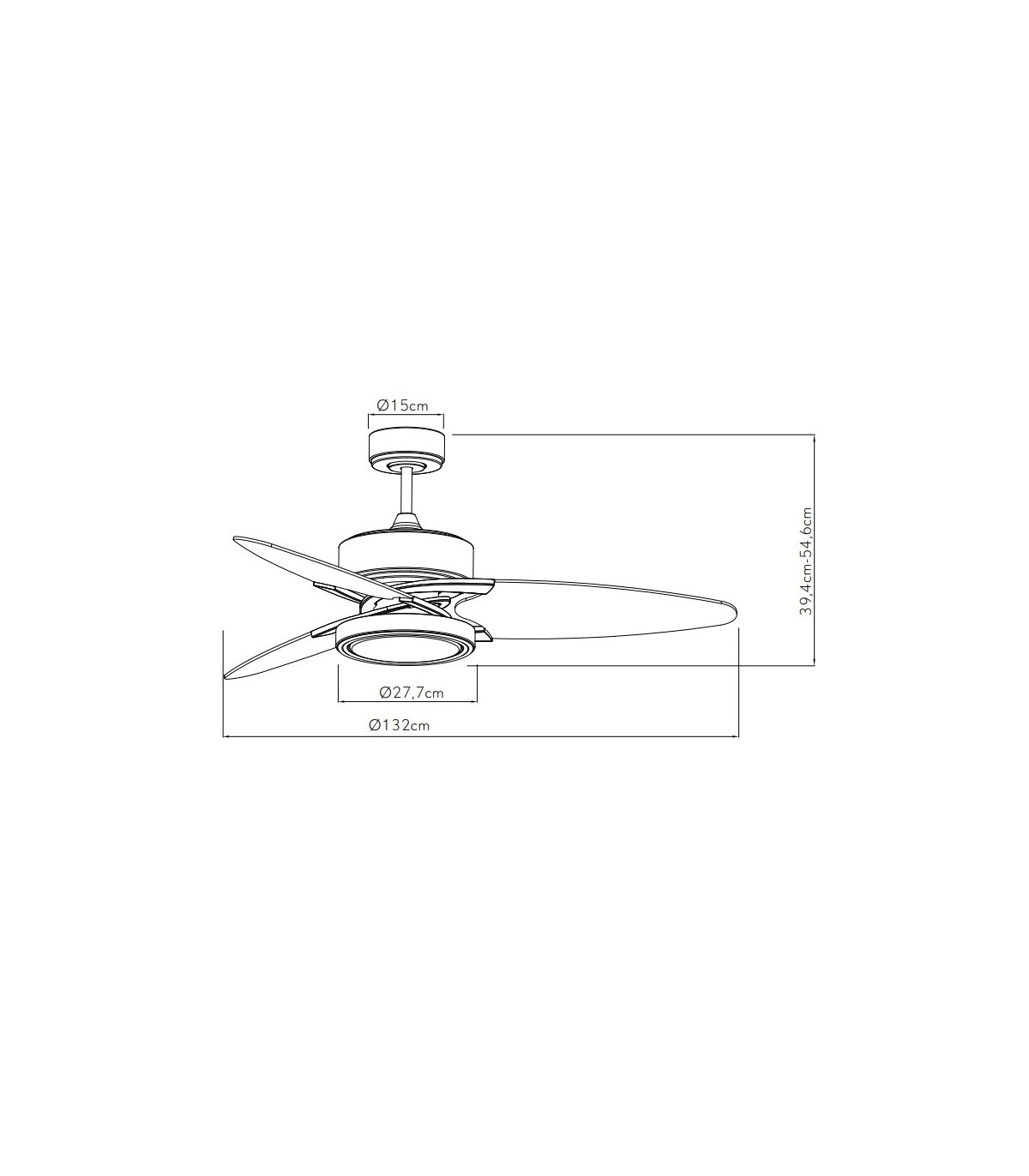Ventilador de Techo CROSS DC Blanco 30W 3250Lm 3 Aspas Rev. Blanco/Haya CCT