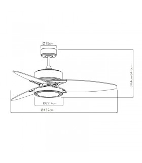 Ventilador de Techo CROSS DC Negro 30W 3250Lm 3 Aspas Rev. Gris/Roble CCT