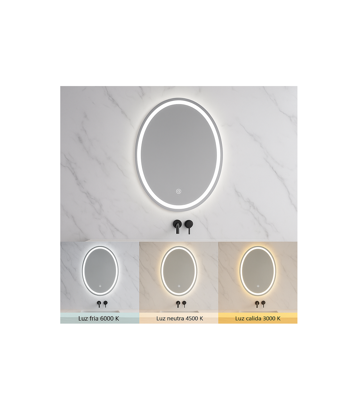 Espejo Para Baño Led OVALADO 15W CCT