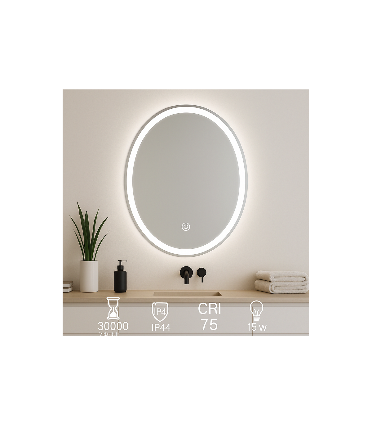 Espejo Para Baño Led OVALADO 15W CCT