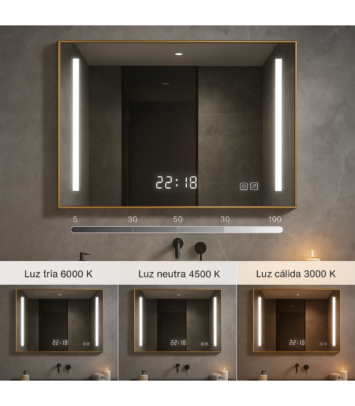 Espejo Para Baño LED TOLOX Antivaho 12W 485Lm CCT