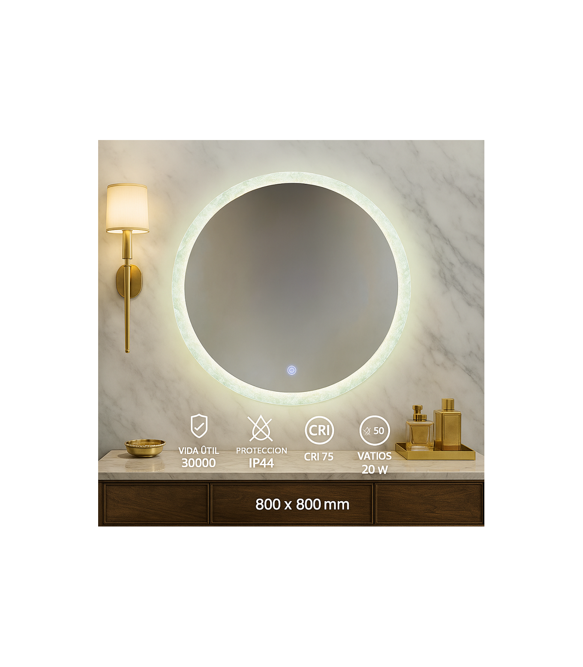 Espejo Para Baño LED JUBRIQUE 20W 840Lm CCT