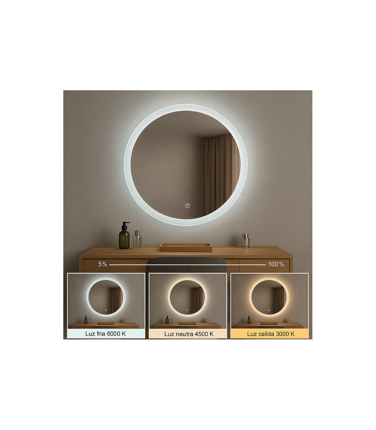 Espejo Para Baño LED JUBRIQUE 20W 840Lm CCT