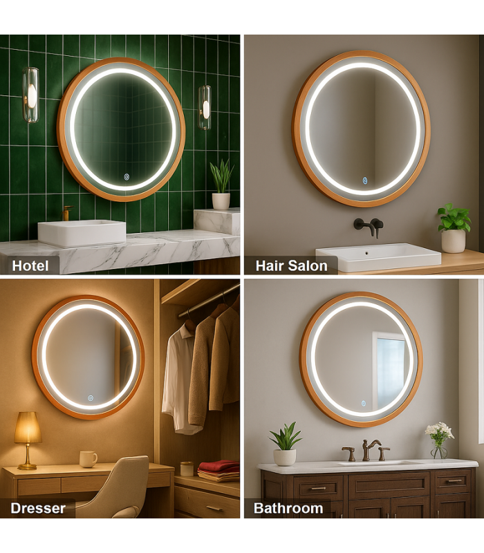 Espejo Para Baño LED WOOD ROUND 15W 606Lm CCT