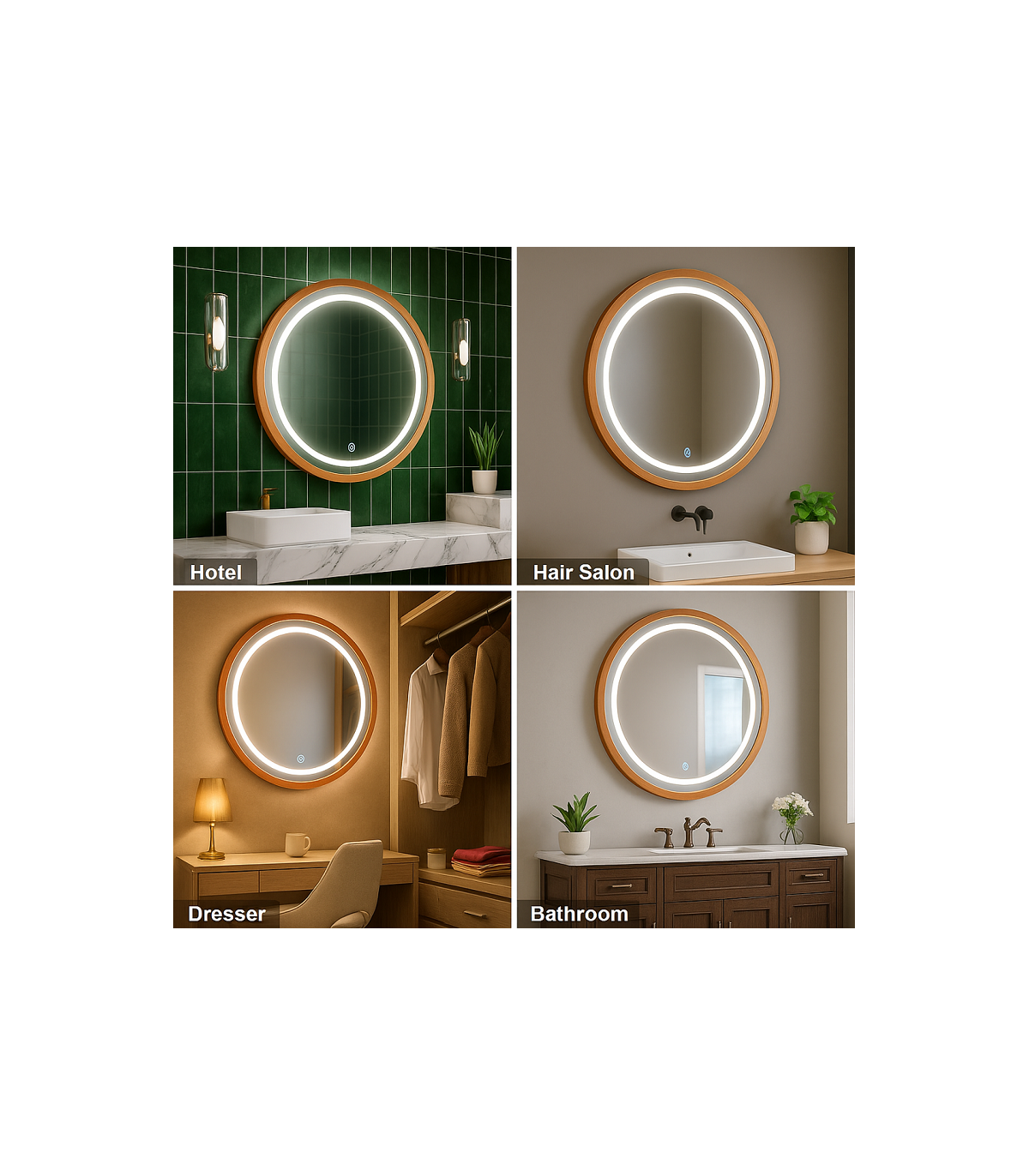Espejo Para Baño LED WOOD ROUND 15W 606Lm CCT
