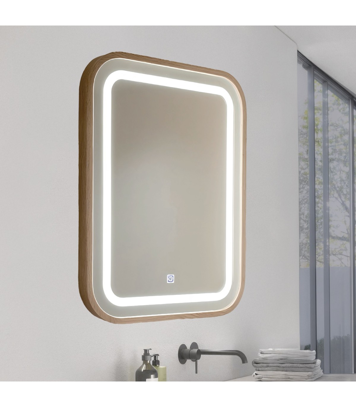 Espejo Para Baño LED WOOD SQUARE 20W 880Lm CCT