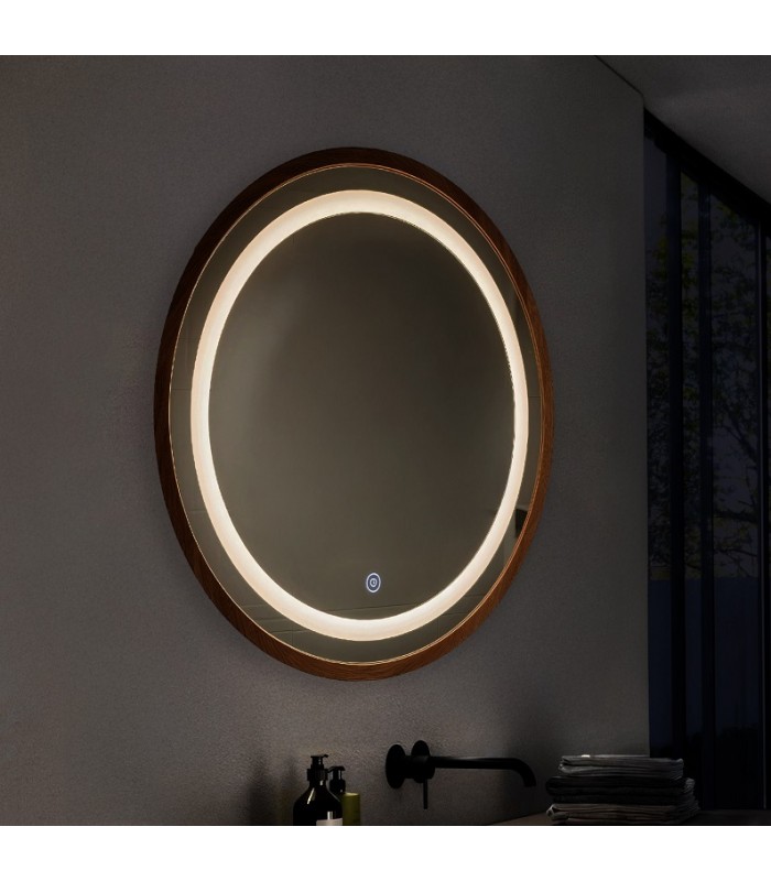 Espejo Para Baño LED WOOD ROUND 15W 606Lm CCT