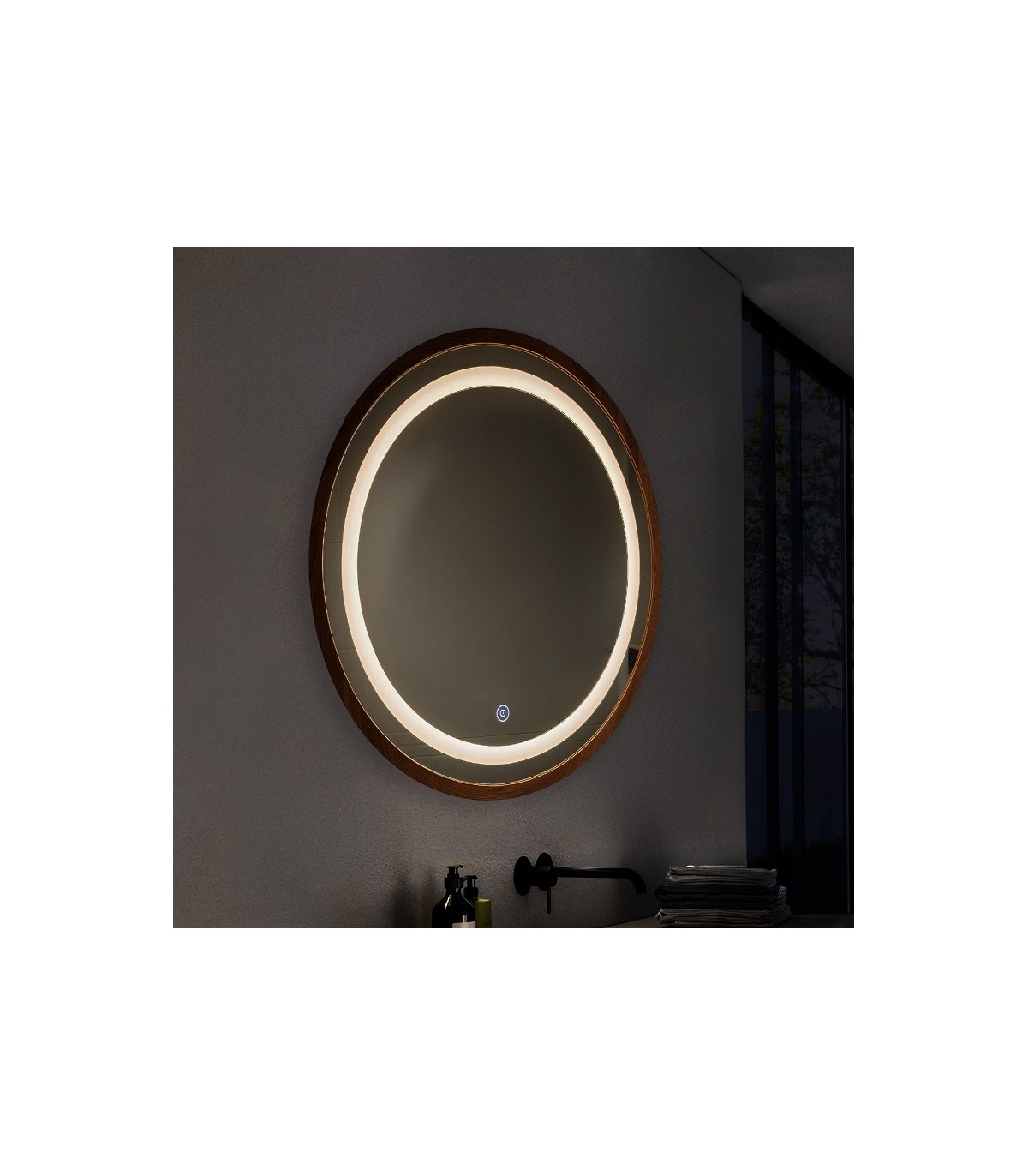 Espejo Para Baño LED WOOD ROUND 15W 606Lm CCT