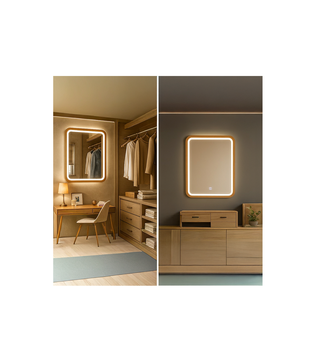Espejo Para Baño LED WOOD SQUARE 20W 880Lm CCT