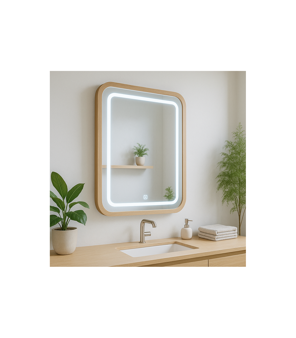Espejo Para Baño LED WOOD SQUARE 20W 880Lm CCT