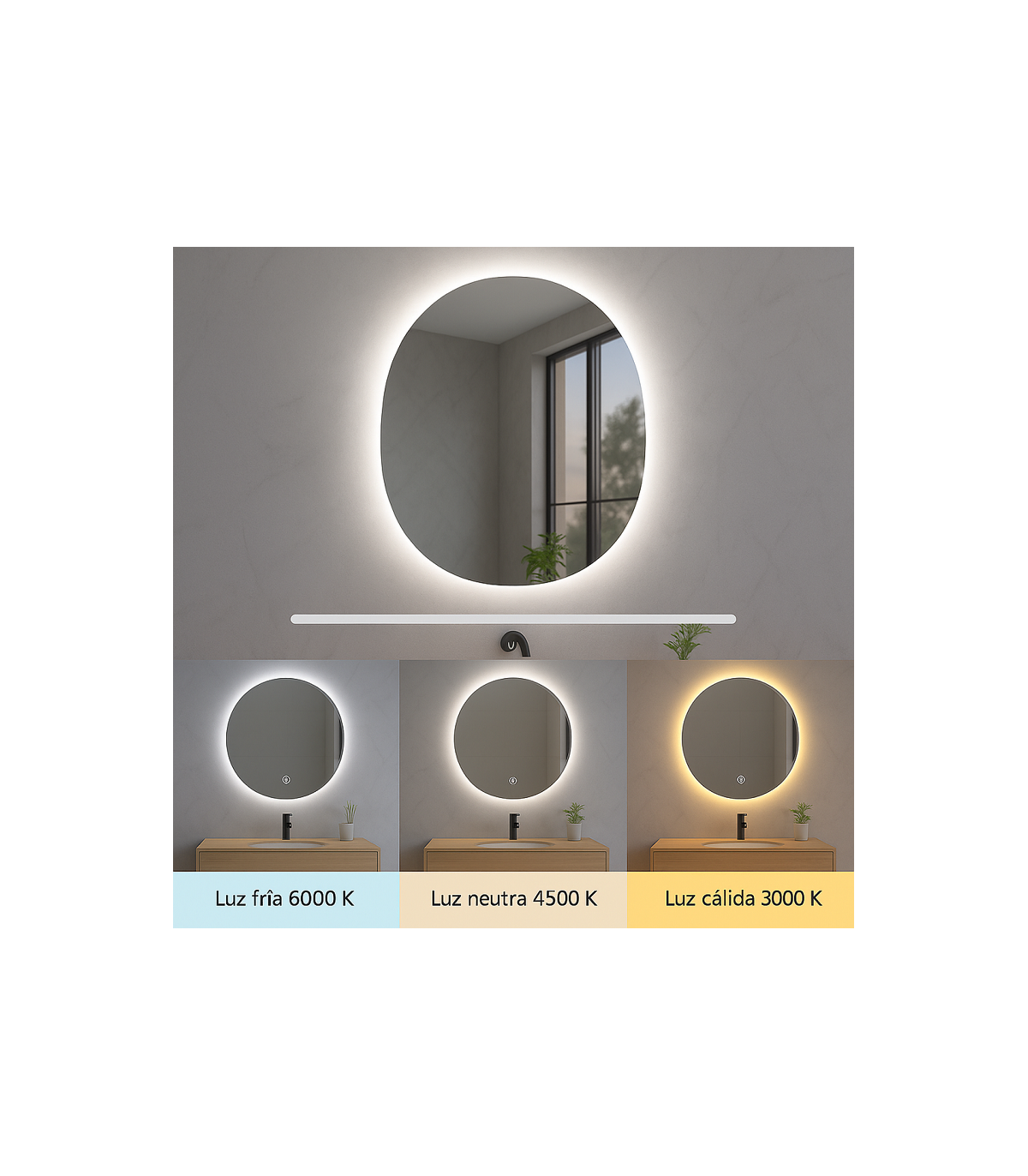 Espejo Para Baño LED RONDA 15W 880Lm CCT