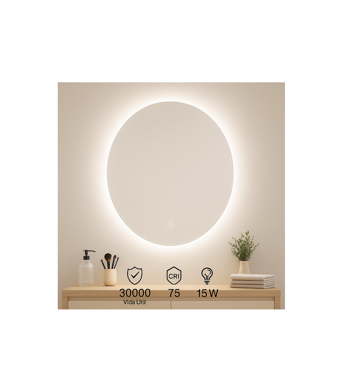Espejo Para Baño LED RONDA 15W 880Lm CCT