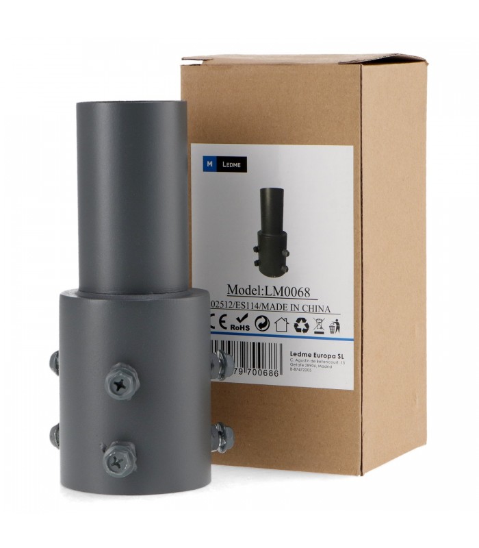 Brazo adaptador para farola Gris de Ø78mm a Ø58mm