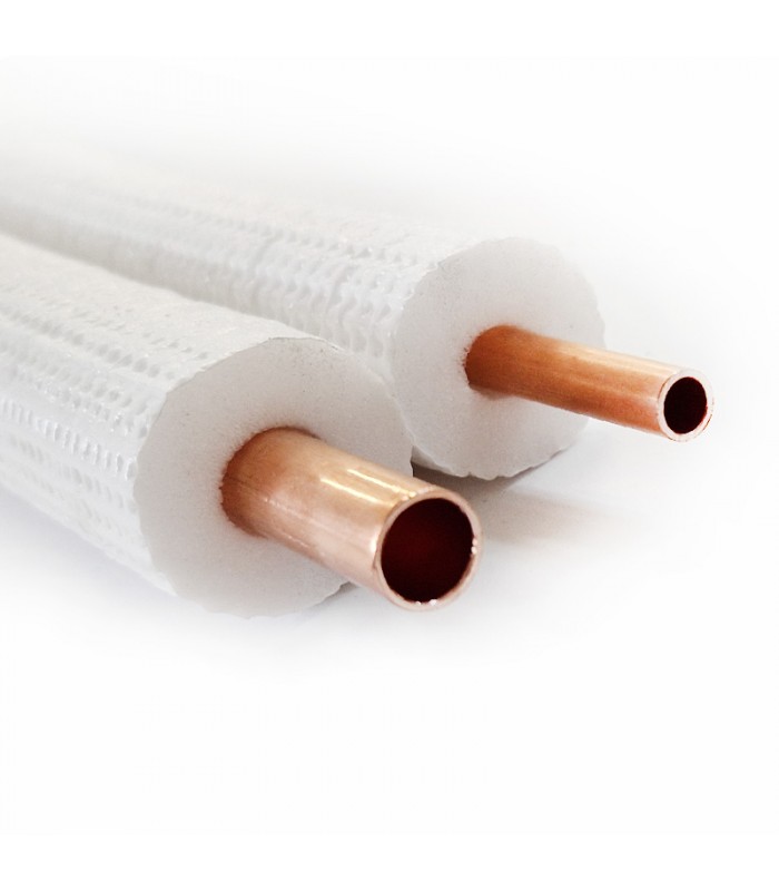 Rollo de tubo Cobre Aislado Doble 1/4 + 1/2 (20m)