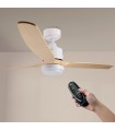 Ventilador WHITE SARA DC Blanco 18W 1200Lm 3 Aspas Haya CCT