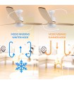 Ventilador WHITE SARA DC Blanco 18W 1200Lm 3 Aspas Haya CCT