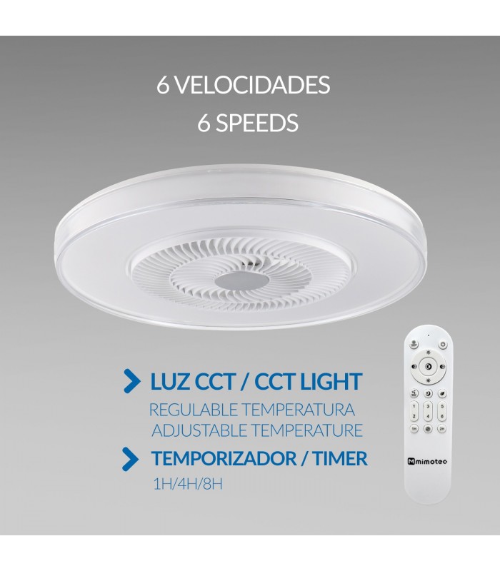 Ventilador VERA DC 42W 2460Lm 4 Aspas Blanco CCT