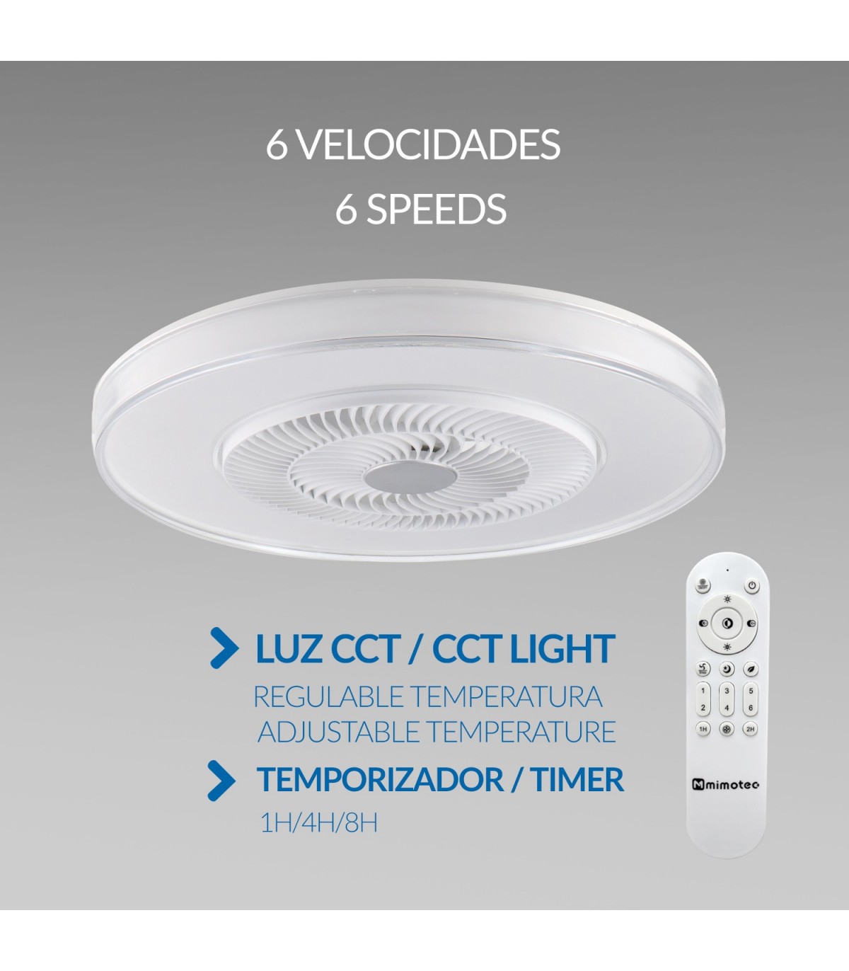Ventilador VERA DC 42W 2460Lm 4 Aspas Blanco CCT