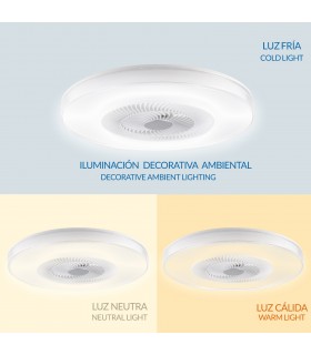Ventilador VERA DC 42W 2460Lm 4 Aspas Blanco CCT