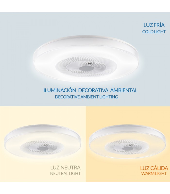 Ventilador VERA DC 42W 2460Lm 4 Aspas Blanco CCT