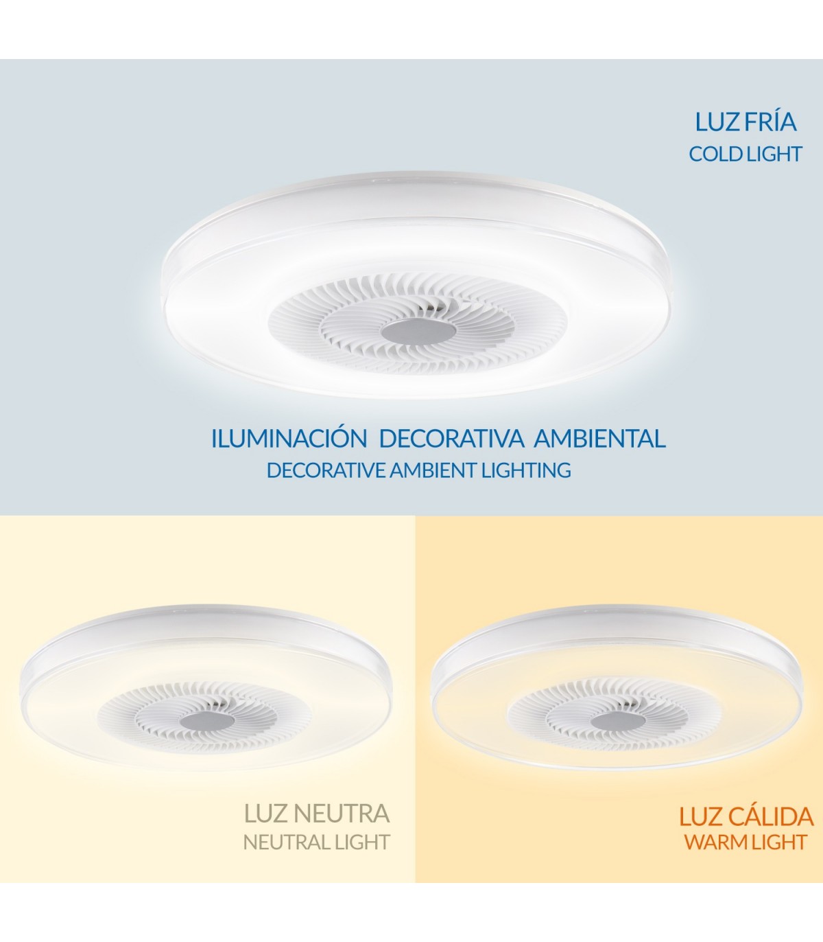 Ventilador VERA DC 42W 2460Lm 4 Aspas Blanco CCT