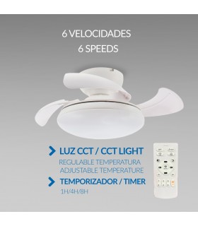 Ventilador de Techo WHITE MUSHROOM DC 24W 1800Lm 4 Aspas CCT