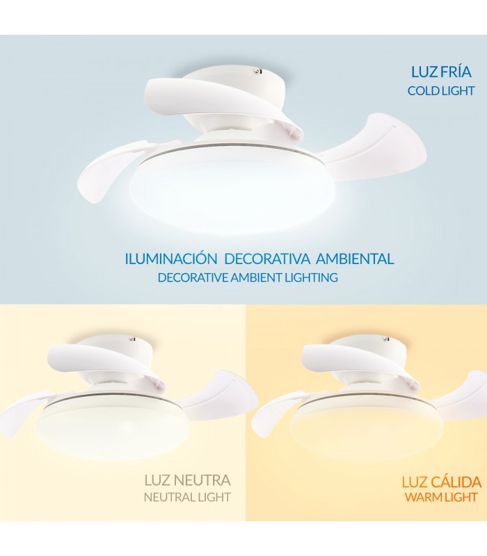 Ventilador de Techo WHITE MUSHROOM DC 24W 1800Lm 4 Aspas CCT