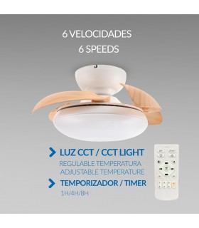 Ventilador de Techo WOOD MUSHROOM DC 24W 1800Lm 4 Aspas CCT
