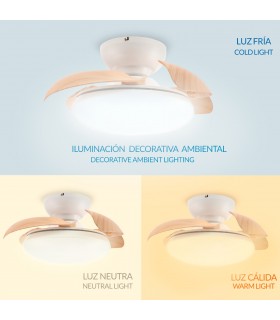 Ventilador de Techo WOOD MUSHROOM DC 24W 1800Lm 4 Aspas CCT