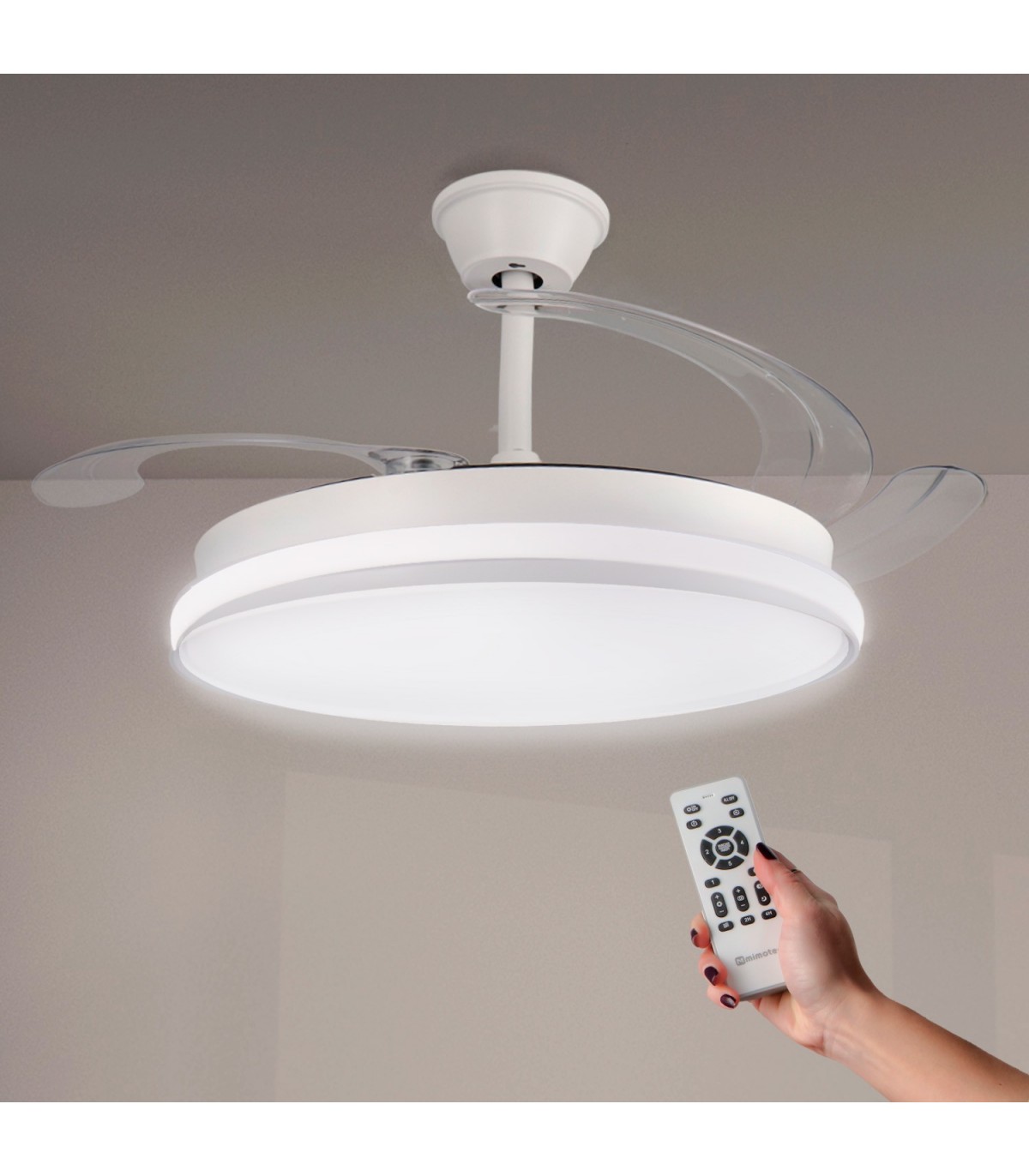 Ventilador WHITE CAMI DC 40W 2448Lm 4 Aspas CCT