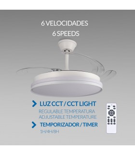 Ventilador WHITE CAMI DC 40W 2448Lm 4 Aspas CCT