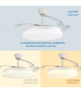 Ventilador WHITE CAMI DC 40W 2448Lm 4 Aspas CCT