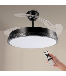 Ventilador BLACK RAIL DC 43W 3000Lm 4 Aspas CCT