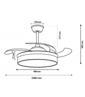 Ventilador BLACK RAIL DC 43W 3000Lm 4 Aspas CCT