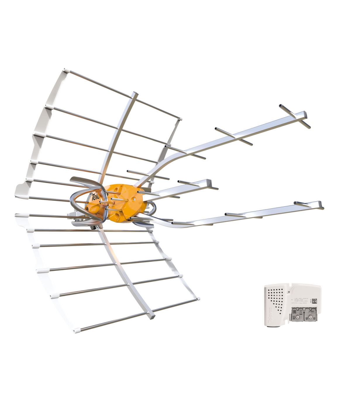 Antena ELLIPSE UHF 38dB 5G Lte700 + Fuente de alimentación