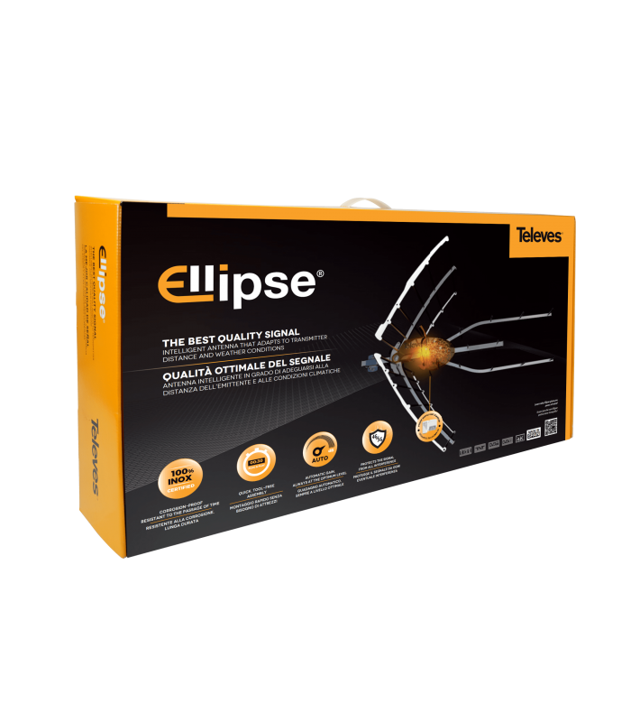 Antena ELLIPSE UHF 38dB 5G Lte700 + Fuente de alimentación